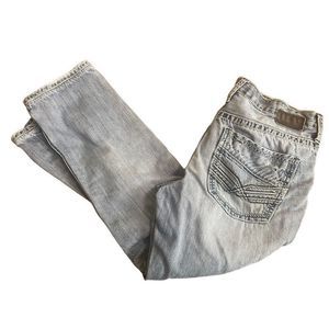 BKE Jake Jeans Mens 36x27 Straight Leg Bootcut Cowboy Light Wash Blue 36S